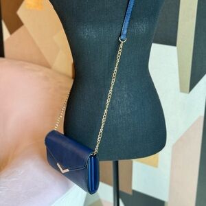 Blue and gold cross body bag
